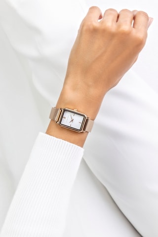 Japans Stalen Quartz Horloge Roségoudkleurig en Wit - Victoria Walls