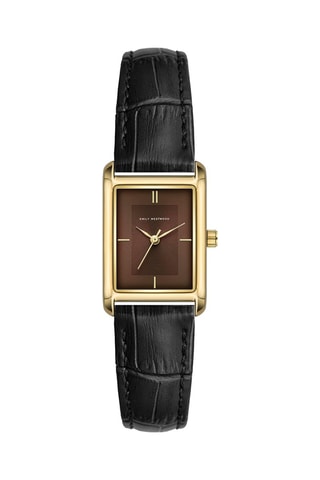 Leren Quartz Horloge - Zwart en Bruin- Emily Westwood