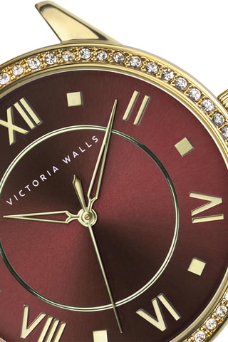 Reloj de cuarzo de metal - Dorado y burdeos