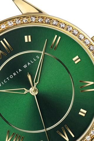 Stalen Quartz Horloge - Goudkleurig en Groen