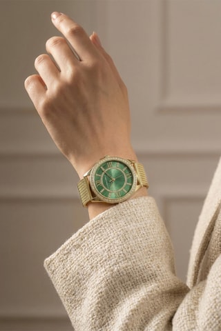 Reloj de cuarzo de metal - Dorado y verde
