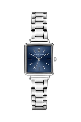 Japans Stalen Quartz Horloge Zilverkleurig en Blauw - Marc Malone