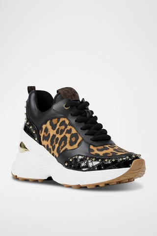 Baskets compensées en cuir - Noir