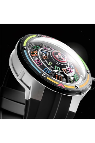 Orologio automatico in silicone Orbiter - Nero e argentato - Nubeo