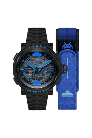 Cofanetto orologio automatico e cinturini in acciaio e ? Orion - Nero e cobalto - Nubeo