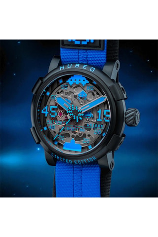 Cofanetto orologio automatico e cinturini in acciaio e ? Orion - Nero e cobalto - Nubeo