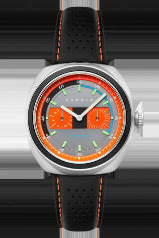 Orologio al quarzo in pelle Giulia - Nero e arancione - Cadola