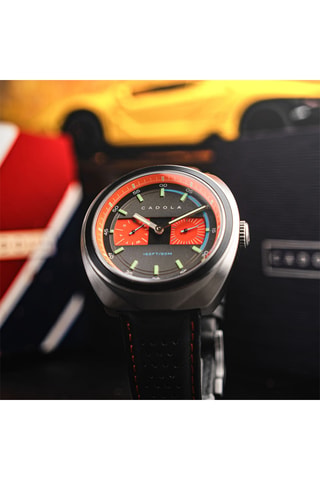 Orologio al quarzo in pelle Giulia - Nero e arancione - Cadola