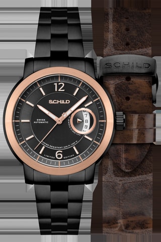 Orologio automatico in acciaio Heinrich Minimal - Nero e dorato rosa - Schild