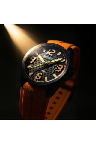Orologio automatico in gomma Torrent - Arancione e nero - Nubeo