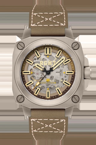 Orologio automatico in pelle Altimeter - Kaki e argentato - RGMT