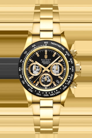 Orologio al quarzo in acciaio Accelero - Tachimetro e cronografo - Dorato e nero - Duxot