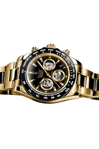 Orologio al quarzo in acciaio Accelero - Tachimetro e cronografo - Dorato e nero - Duxot