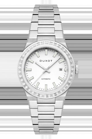 Cofanetto orologio automatico in acciaio e lunette Alicante Rainbow - Argentato e bianco - Duxot
