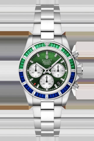 Orologio al quarzo in acciaio Accelero Rainbow - Cronografo - Argentato e verde - Duxot