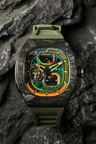 Orologio automatico in gomma Viper - Verde chiaro e nero - Nubeo