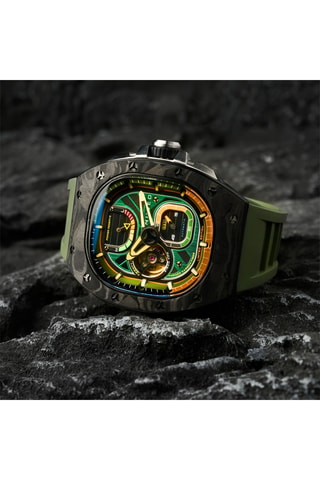 Orologio automatico in gomma Viper - Verde chiaro e nero - Nubeo