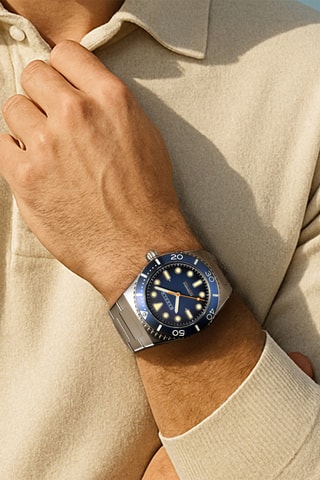 Orologio automatico in acciaio Farina - Argentato e blu elettrico - Cadola