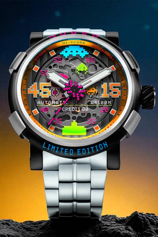 Cofanetto orologio automatico e cinturini in acciaio e ? Orion - Argentato e nero - Nubeo