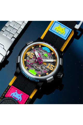 Cofanetto orologio automatico e cinturini in acciaio e ? Orion - Argentato e nero - Nubeo