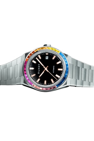 Cofanetto orologio automatico in acciaio e lunette Alicante Rainbow - Argentato e giallo - Duxot