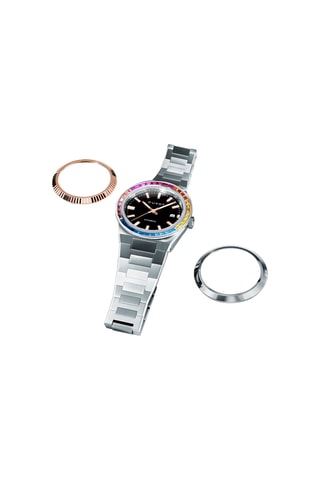 Cofanetto orologio automatico in acciaio e lunette Alicante Rainbow - Argentato e giallo - Duxot
