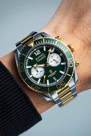 Orologio al quarzo in acciaio Tiburon - Cronografo - Argentato e dorato - Duxot