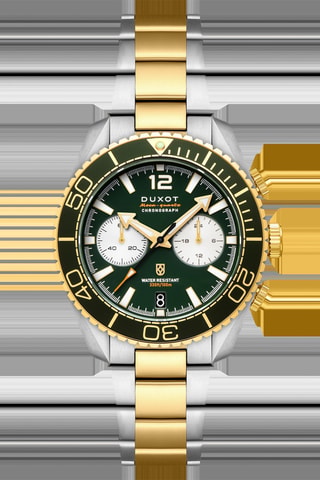 Orologio al quarzo in acciaio Tiburon - Cronografo - Argentato e dorato - Duxot