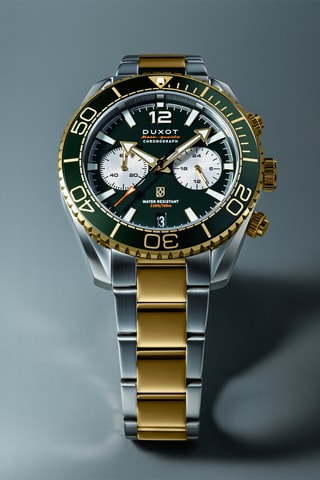 Orologio al quarzo in acciaio Tiburon - Cronografo - Argentato e dorato - Duxot