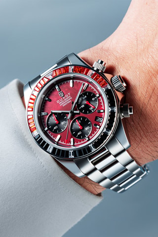 Orologio al quarzo in acciaio Accelero Rainbow - Cronografo - Argentato e arancione - Duxot