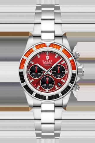 Orologio al quarzo in acciaio Accelero Rainbow - Cronografo - Argentato e arancione - Duxot