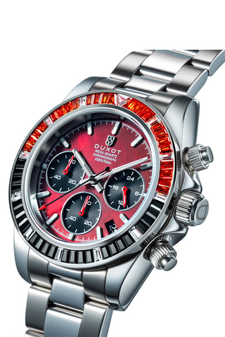Orologio al quarzo in acciaio Accelero Rainbow - Cronografo - Argentato e arancione - Duxot