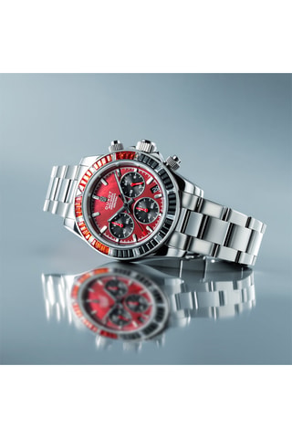 Orologio al quarzo in acciaio Accelero Rainbow - Cronografo - Argentato e arancione - Duxot