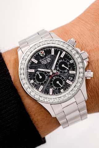 Orologio al quarzo in acciaio Accelero Meteorite - Cronografo - Argentato e nero - Duxot