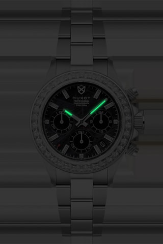 Orologio al quarzo in acciaio Accelero Meteorite - Cronografo - Argentato e nero - Duxot