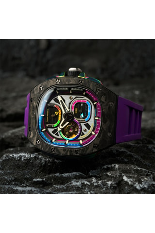 Orologio automatico in gomma Viper - Viola e nero - Nubeo