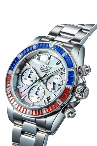 Orologio al quarzo in acciaio Accelero Rainbow - Cronografo - Argentato e cobalto - Duxot
