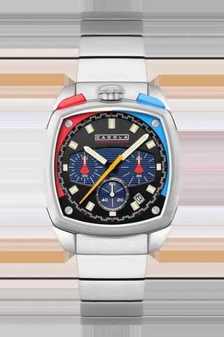 Orologio al quarzo in acciaio Taurus - Cronografo - Argentato e rosso - Cadola