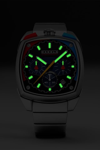 Orologio al quarzo in acciaio Taurus - Cronografo - Argentato e rosso - Cadola
