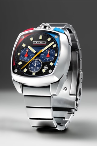 Orologio al quarzo in acciaio Taurus - Cronografo - Argentato e rosso - Cadola