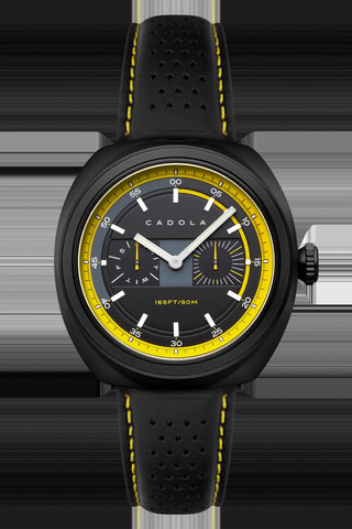 Orologio al quarzo in pelle Giulia - Nero e giallo - Cadola