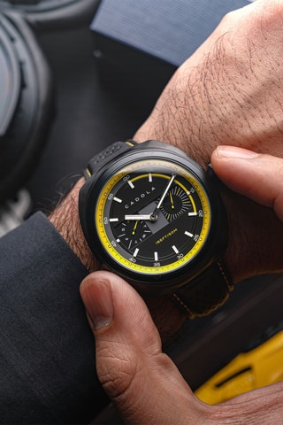 Orologio al quarzo in pelle Giulia - Nero e giallo - Cadola