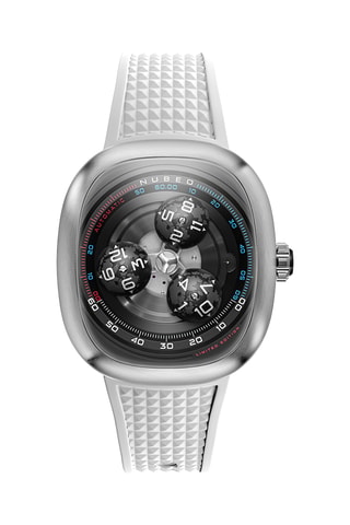 Orologio automatico in gomma Tri-Star Orbit - Bianco e argentato - Nubeo