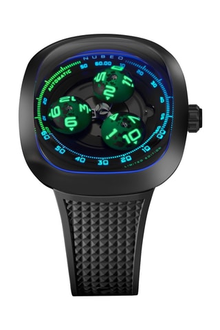 Orologio automatico in gomma Tri-Star Orbit - Bianco e argentato - Nubeo