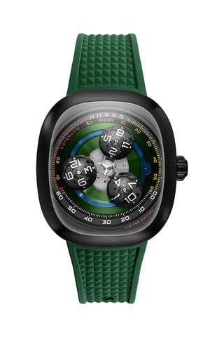 Orologio automatico in gomma Tri-Star Orbit - Verde chiaro e nero - Nubeo