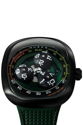 Orologio automatico in gomma Tri-Star Orbit - Verde chiaro e nero - Nubeo