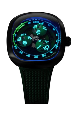Orologio automatico in gomma Tri-Star Orbit - Verde chiaro e nero - Nubeo