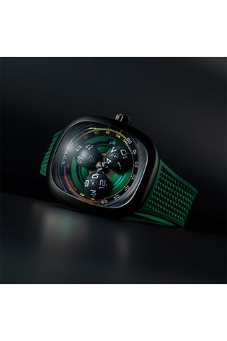 Orologio automatico in gomma Tri-Star Orbit - Verde chiaro e nero - Nubeo