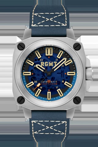 Orologio automatico in pelle Altimeter - Argentato e navy - RGMT