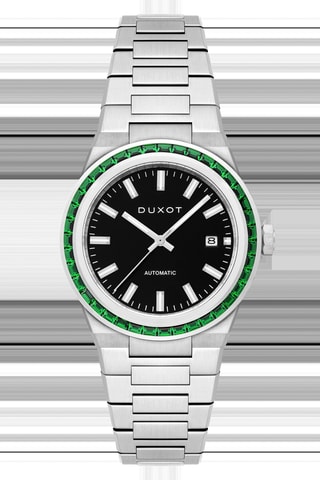 Cofanetto orologio automatico in acciaio e lunette Alicante Rainbow - Argentato e verde scuro - Duxot